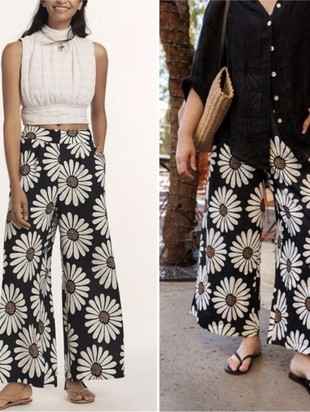  Farm Rio x Anthropologie Linen Blend Daisy Wide-Leg Pants